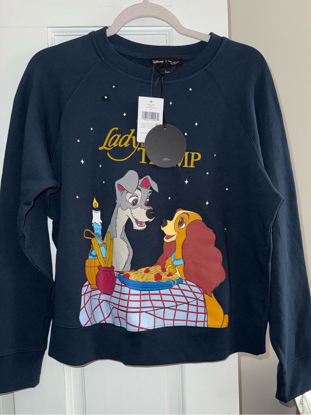 New with tags KATE SPADE X Disney Lady and the Tramp Navy Graphic Sweatshirt